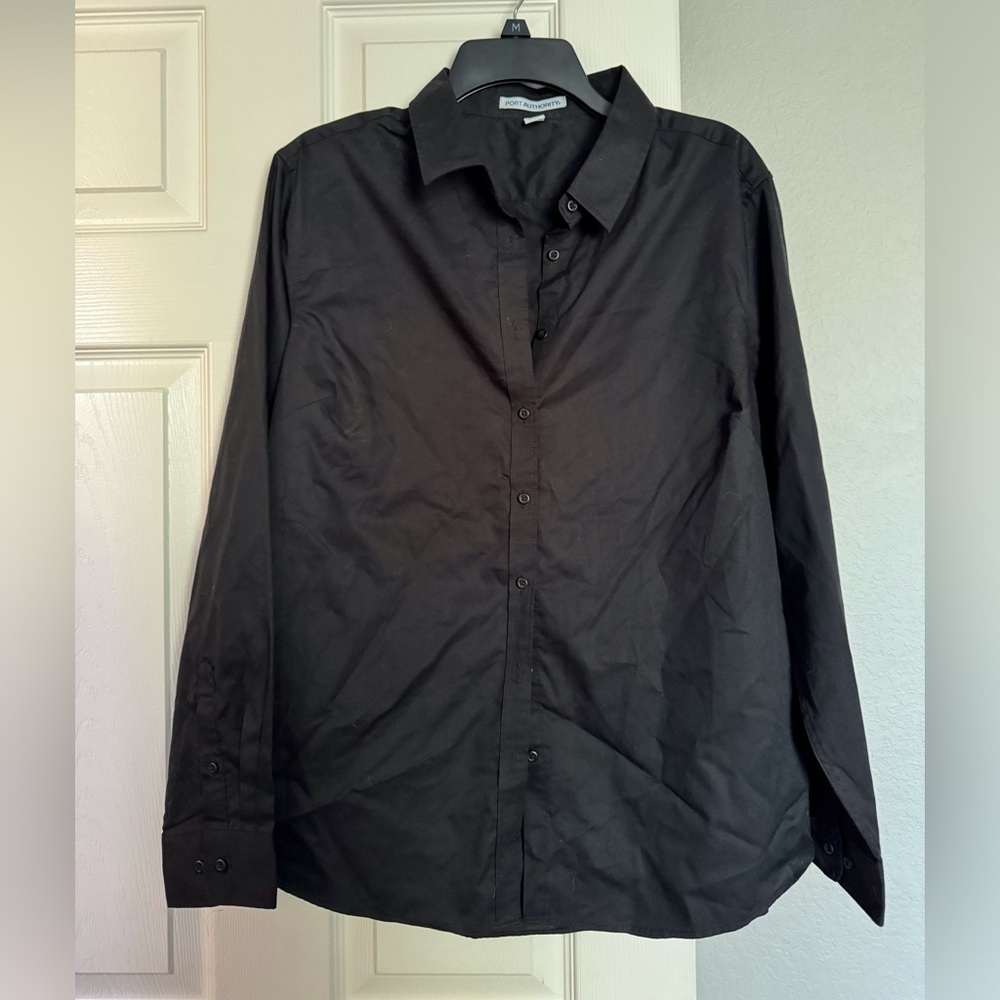 Ladies XL Port Authority black button down uniform shirt